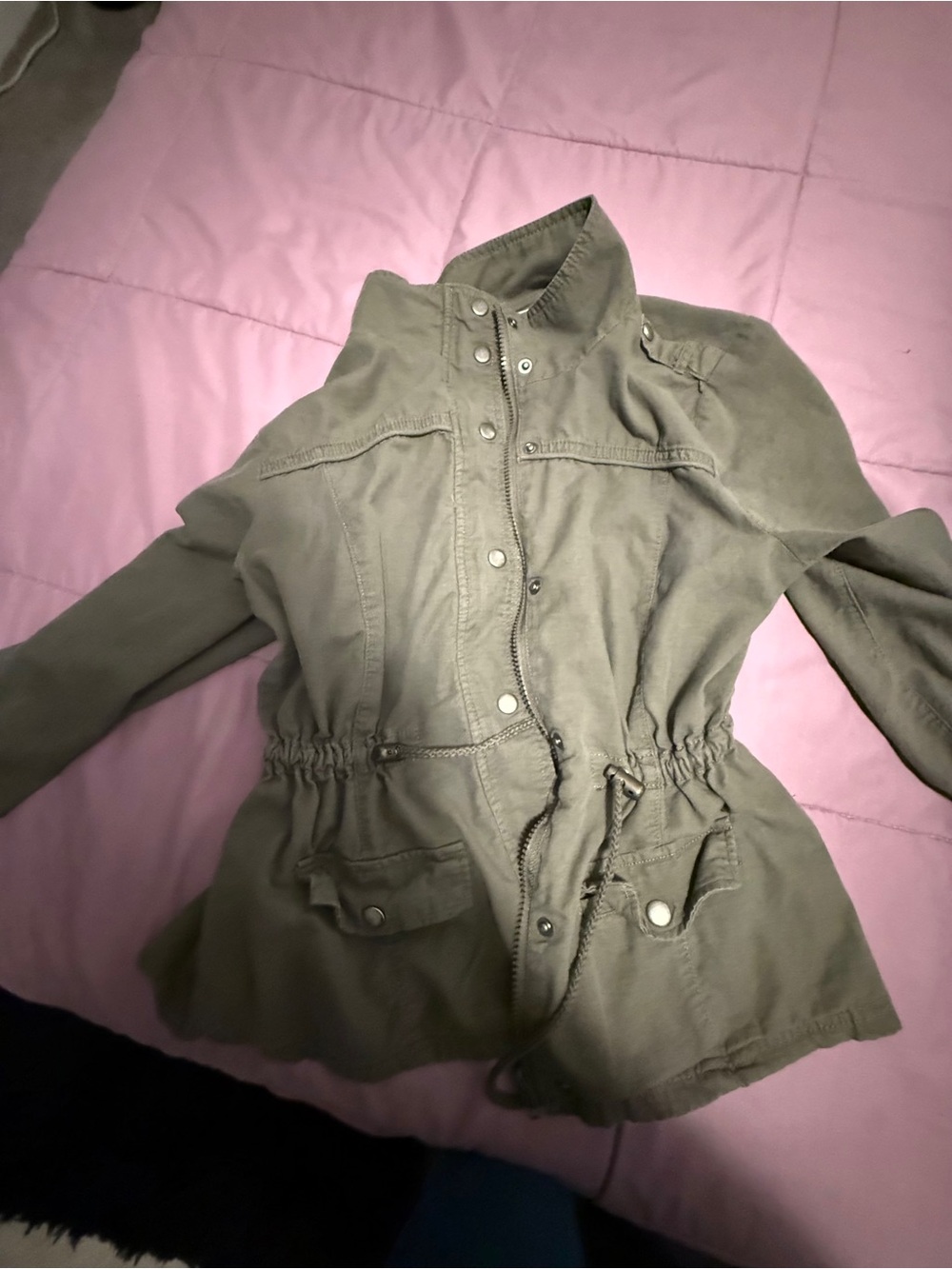 Ashley By 26 International Olive Utility Jacket with Drawstring Waist